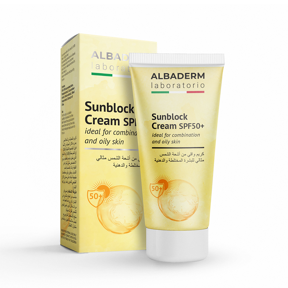 Sunblock Cream SPF50 For Combination and Oily Skin - ALBADERM - Skincare Products